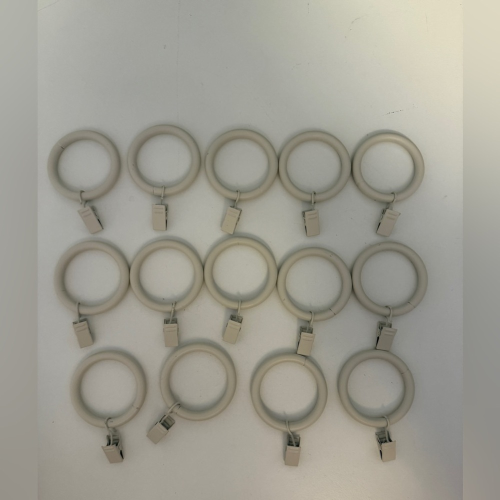 Pottery Barn Teen Classic Steel Lg Curtain Rings W/ CLIPS 1.25'' Ivory White 14